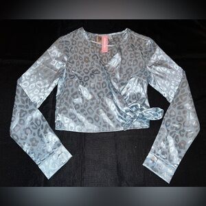 ASOS SomethingNew Blue Long Sleeve Crop Top